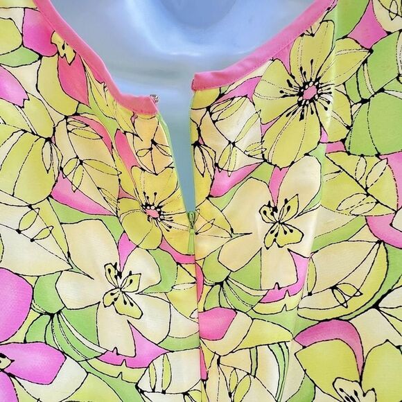 🍎 Cynthia Howie Petite Floral Silk Dress Size 10P (AA3) - Picture 10 of 11